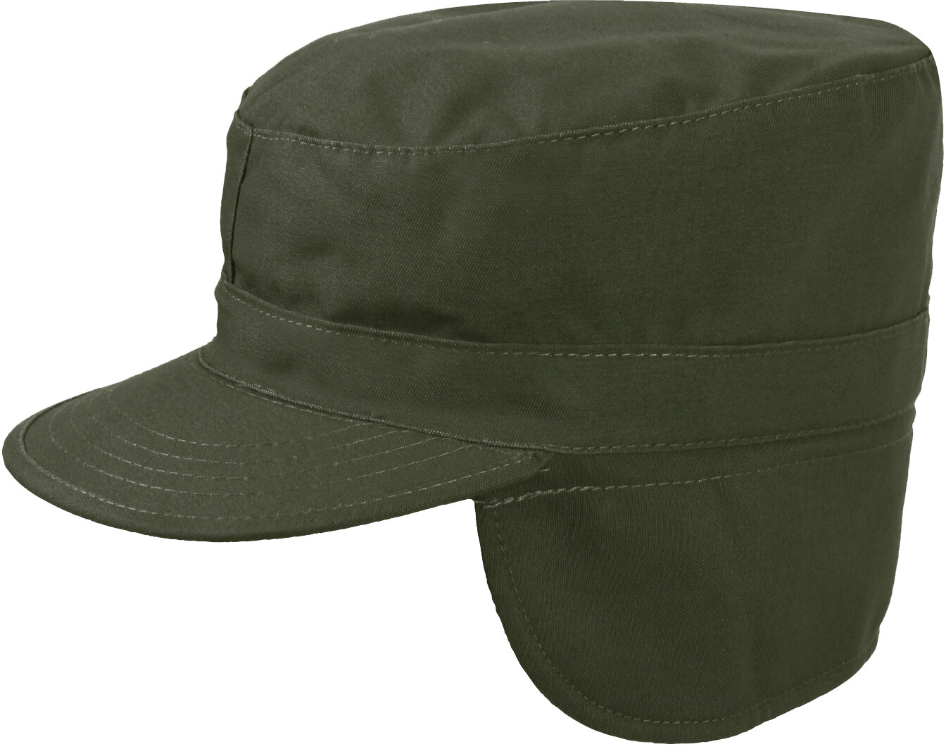 Olive Drab Military Fatigue Patrol Cap with Ear Flaps