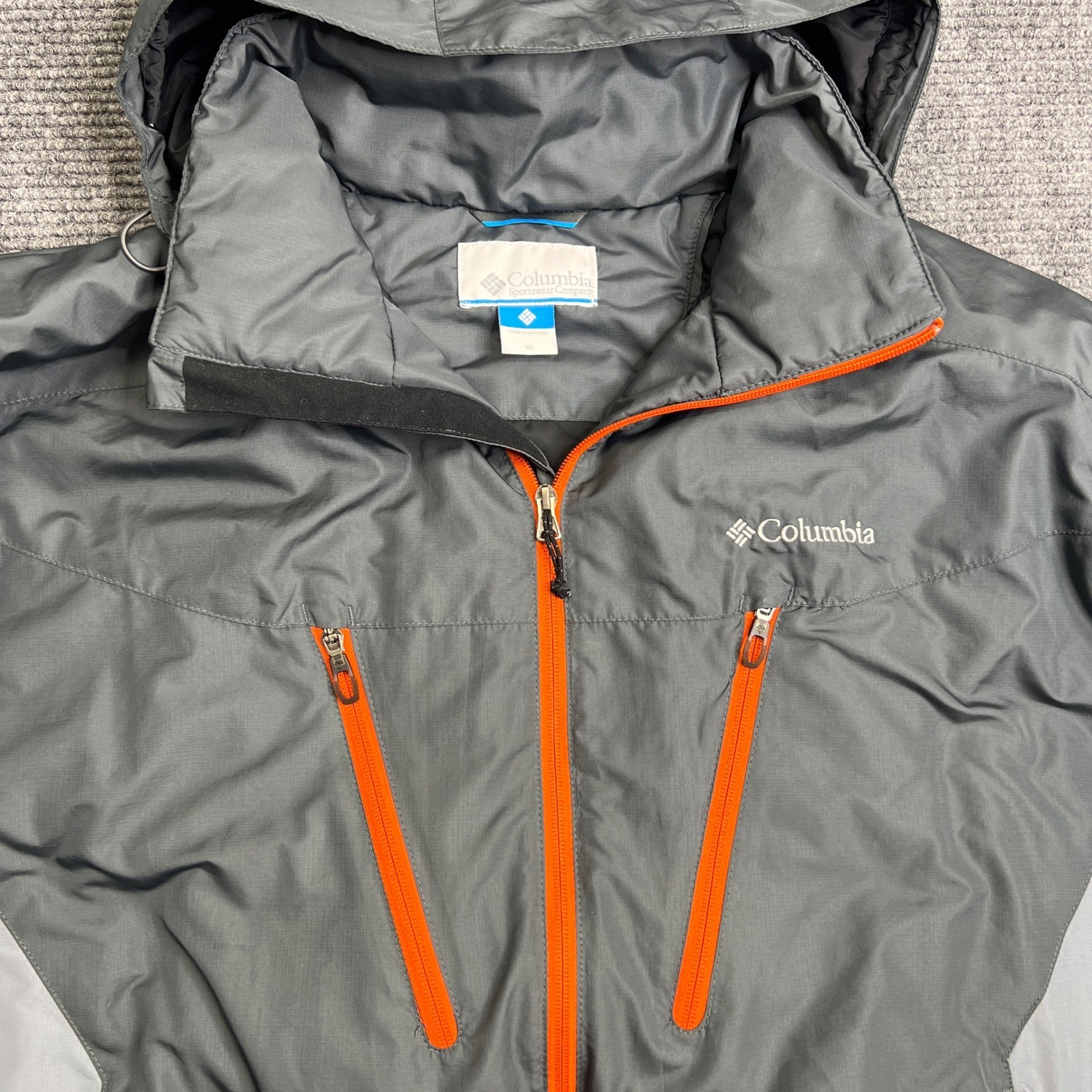 Columbia Mens Grey Orange Insulated Hooded Jacket Coat XL