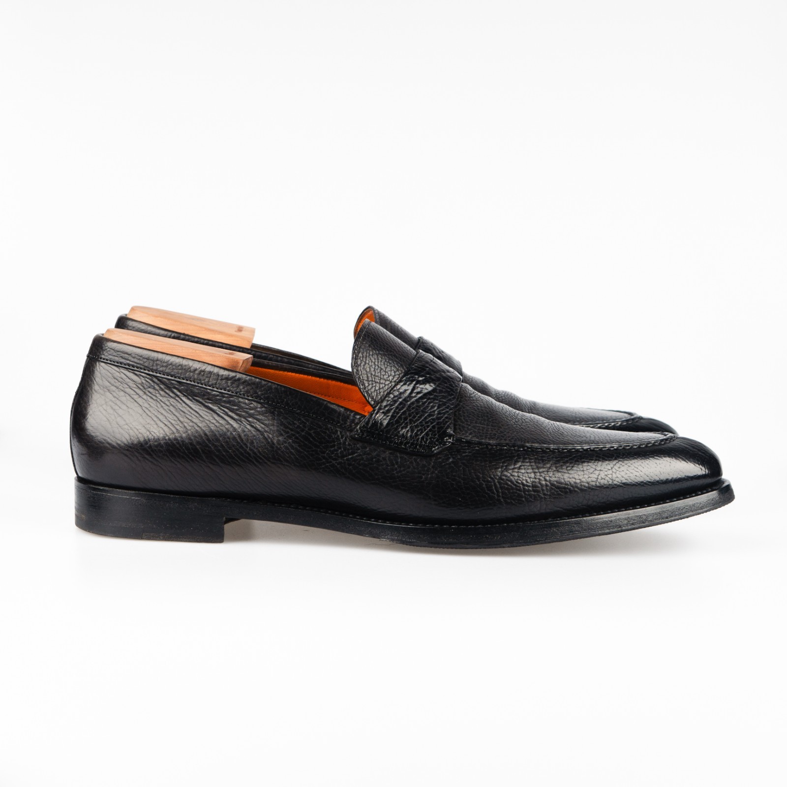 Great $1250 Santoni Gray Loafers Leather Shoes 10,5UK / 11,5US / 44,5EU