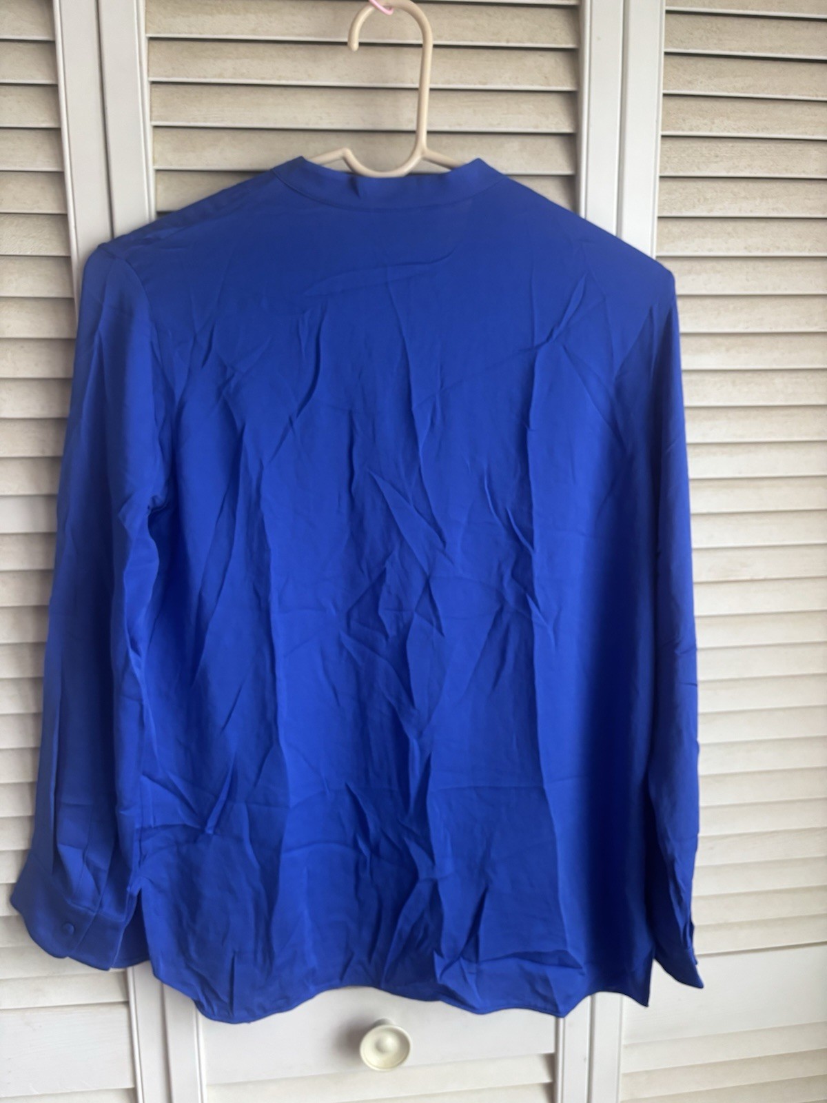 $845 Max Mara Blue Long-Sleeve Solange Georgette Asymmetric Silk Blouse Top 4