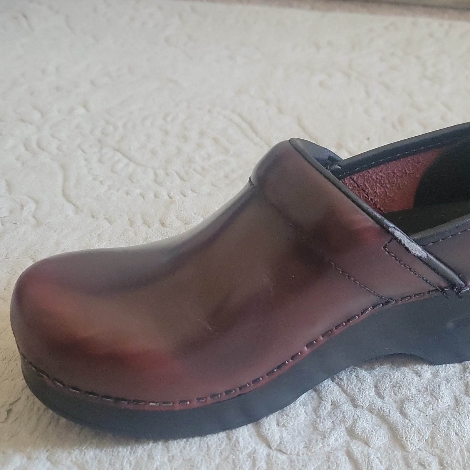 Dansko Professional Burgundy Leather Comfort ClogSlip On Wedge Heel EU 37 US 6.5
