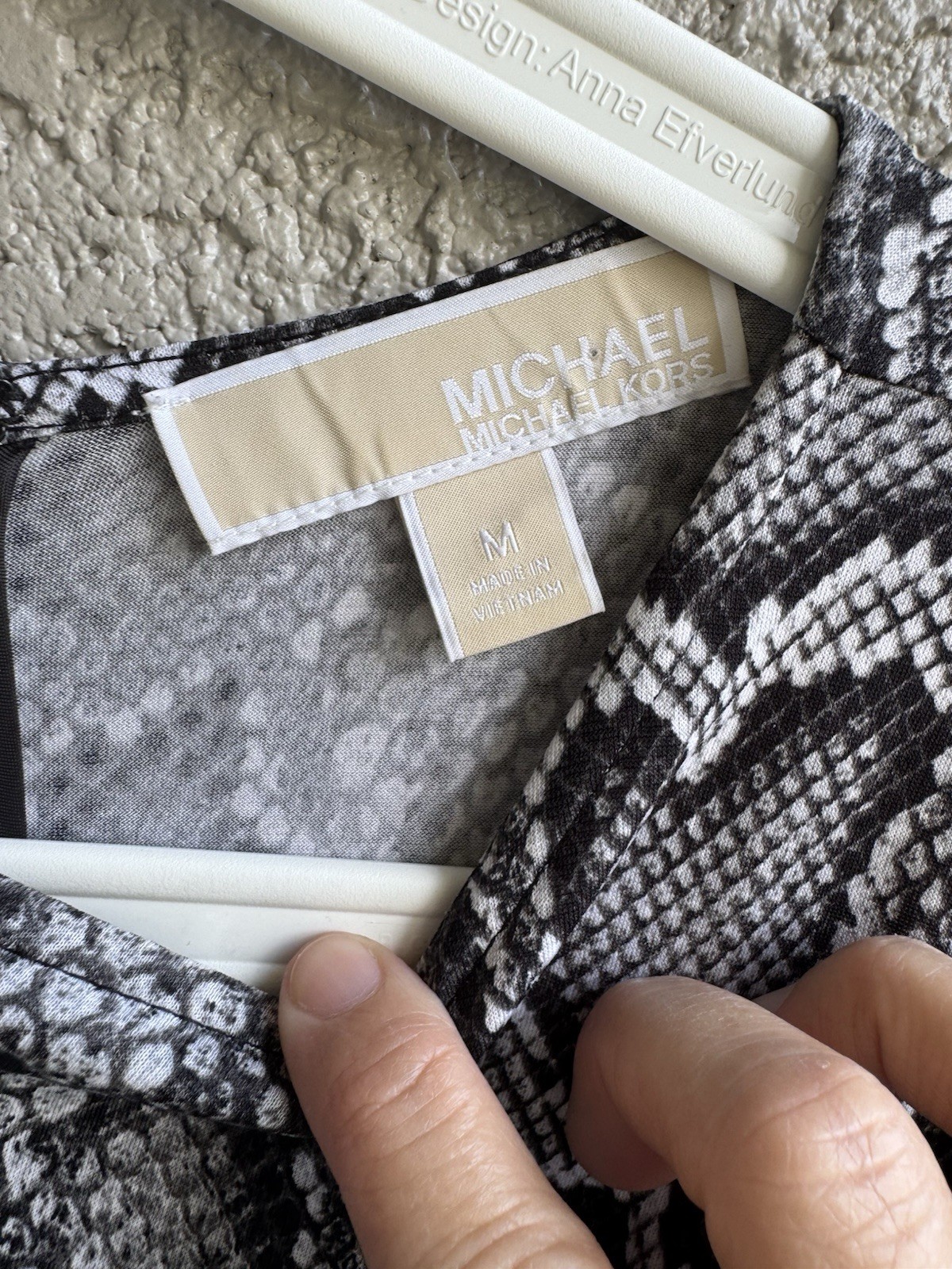 MICHAEL KORS Women’s Dress Logo Plate Faux Wrap Snakeskin Print Gunmetal Size M