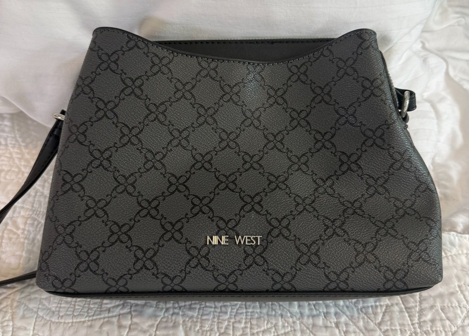 Nine West Purse Calandra Mini Dome Crossbody Purse Grey Black Bag