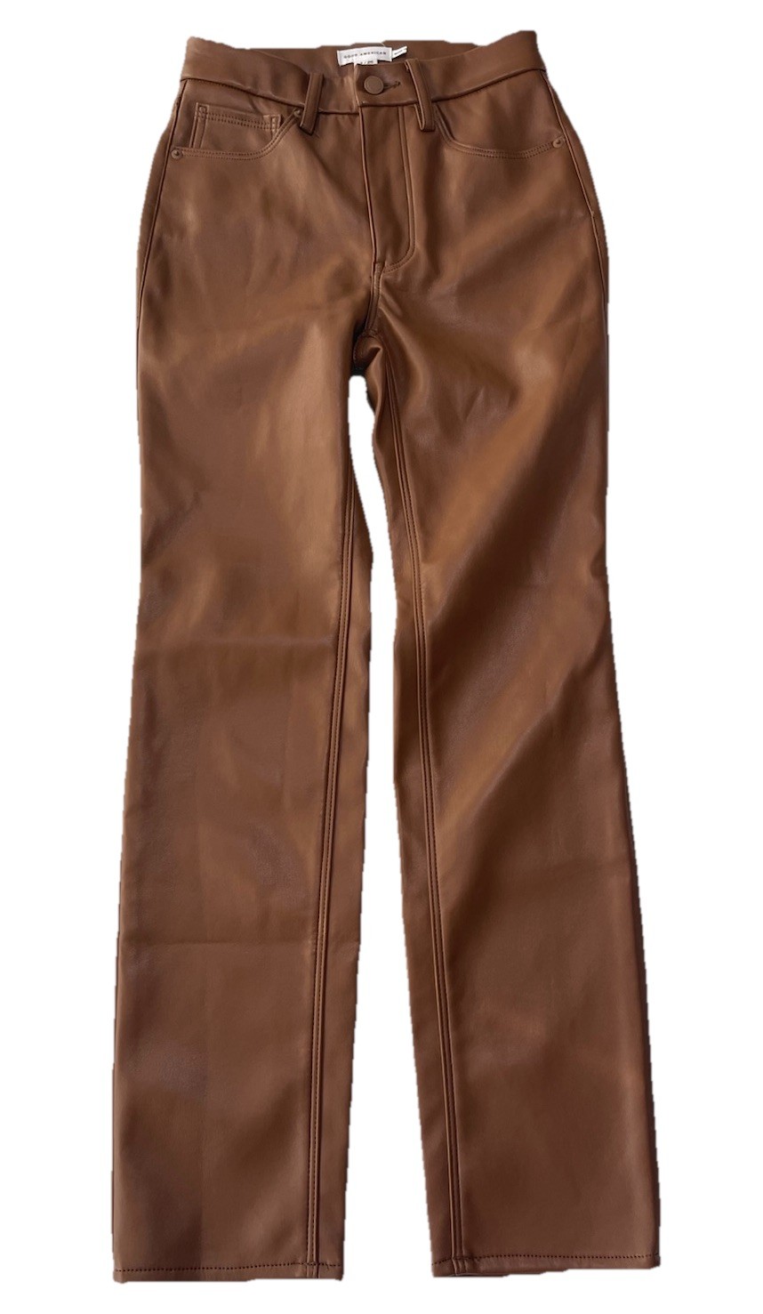 Good American Faux Leather Pants Women’s Size 2 (26) Burnt Caramel Brown