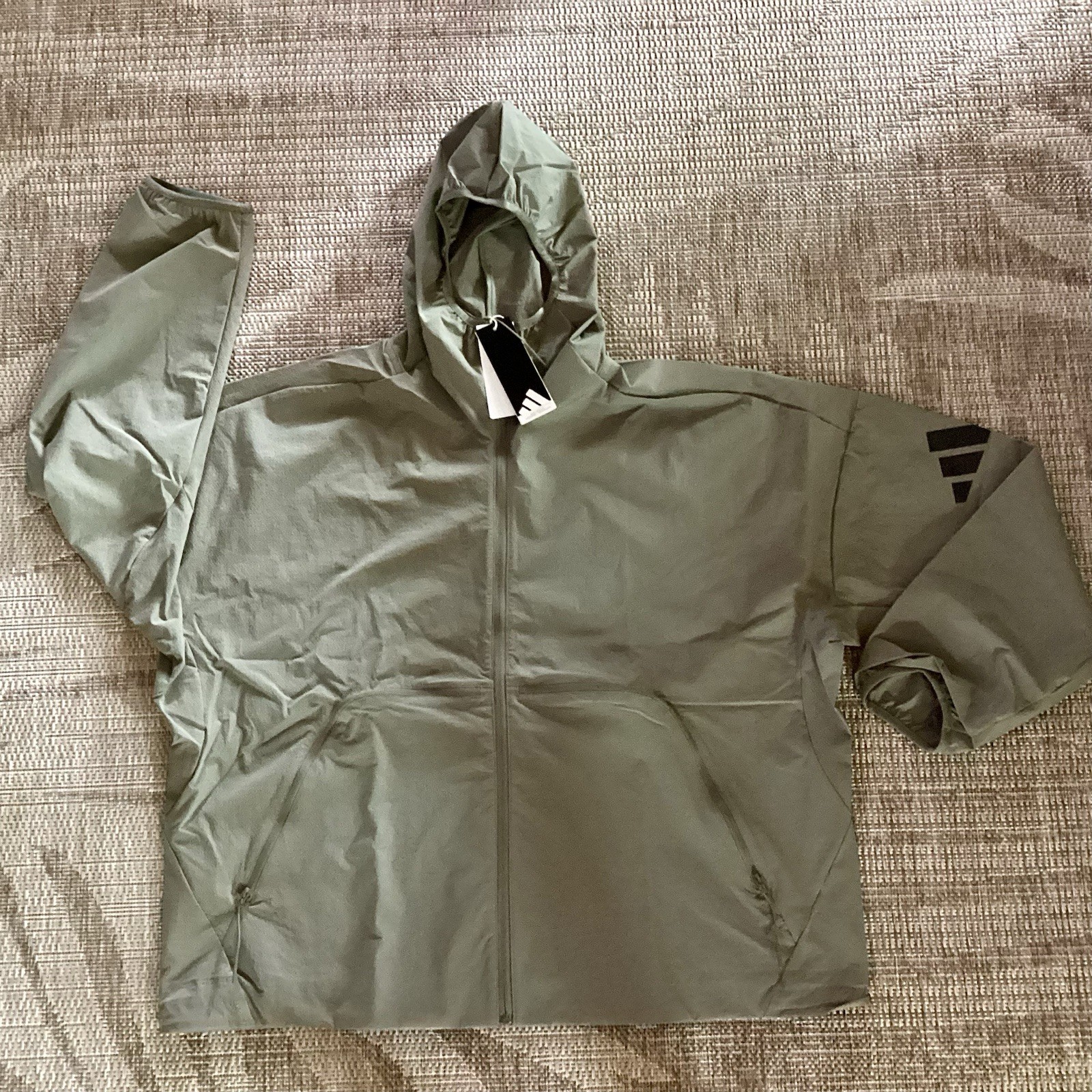 NEW Mens $100 ADIDAS Full Zip MYSHELTER WND Windbreaker JW3631 Silver Pebble XL