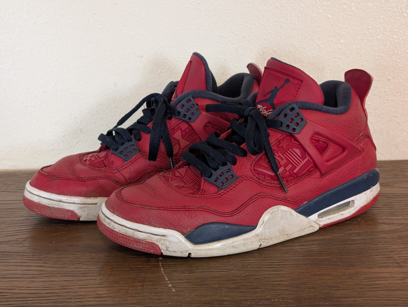 Jordan Air Jordan 4 Retro CI1184-617 Red Navy Mid Top Leather Men’s Sneakers