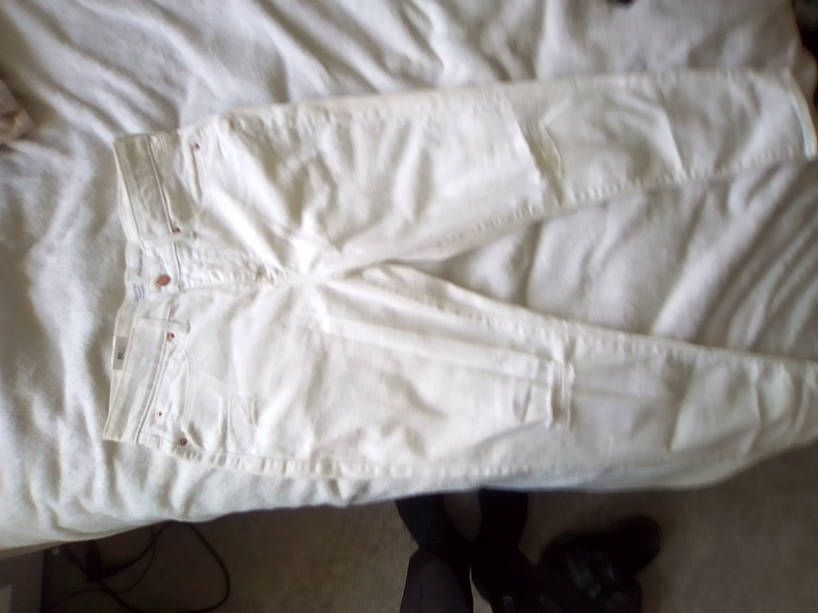 Levi Strauss & Co Men’s White Corduroy Slim Fit Jeans 5-Pocket Button Zip