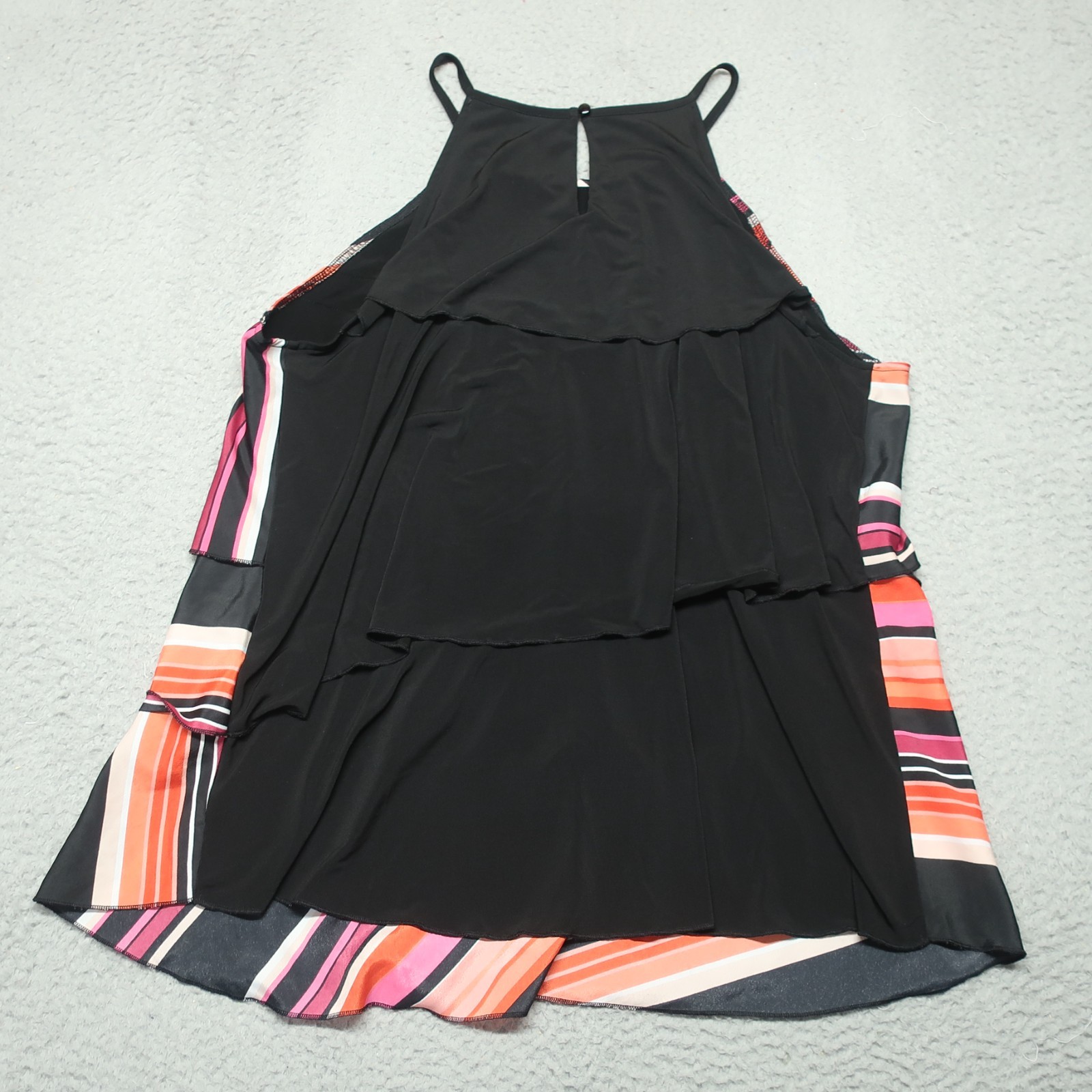Worthington Blouse Top Womens XL Multicolor Striped Sleeveless Ruffle Tiered