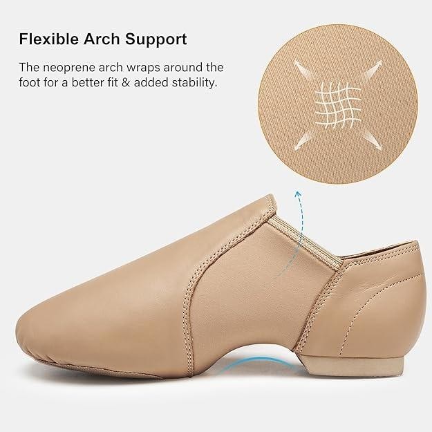 Leather Upper Slip-on Jazz Dance Shoe for Women Men’s Dance Shoes Brown 7M