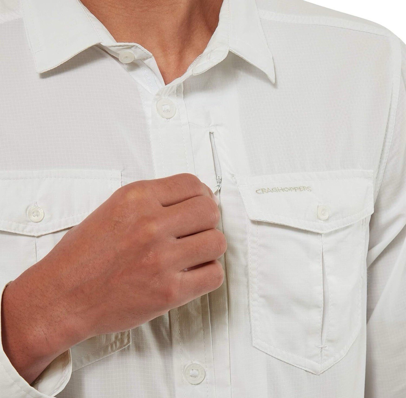 Craghoppers Nosilife Adventure Long Sleeve Shirt Optic White Repel