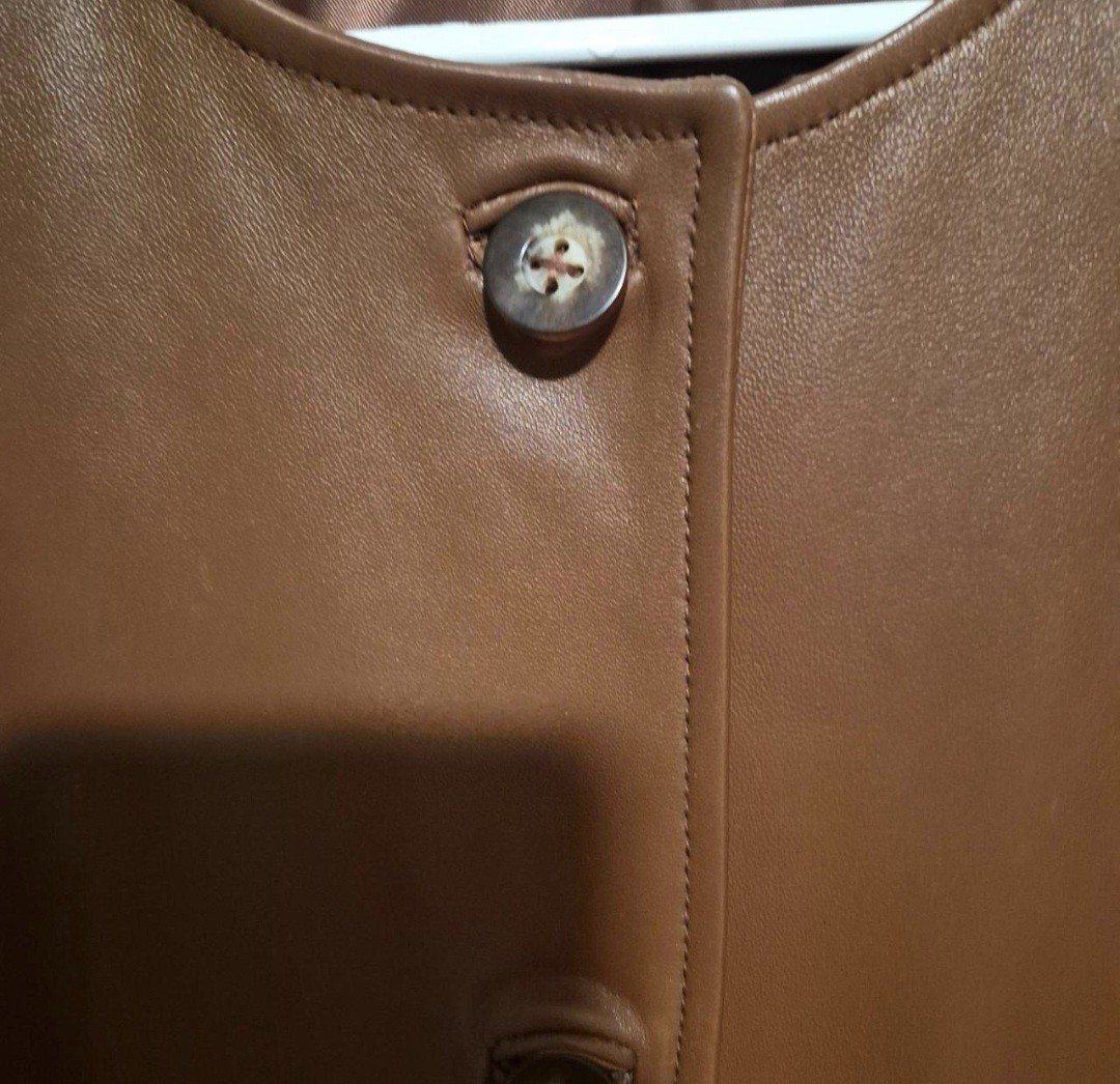talbots brown leather jacket