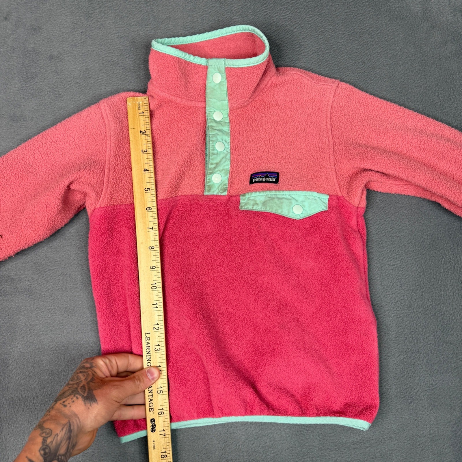 Patagonia Kids Synchilla Snap-T Fleece Pullover Pink Mint XS 5-6 65546 SP19