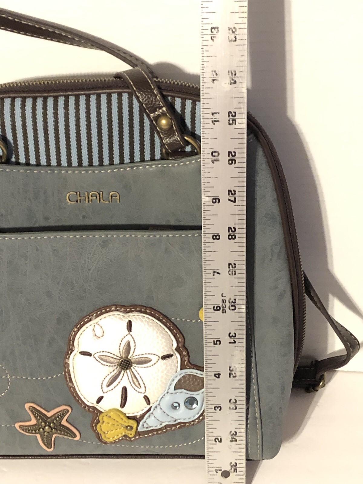 CHALA Indigo Blue Sandollar Convertible Backpack Purse Beach Summer Fashion Fun