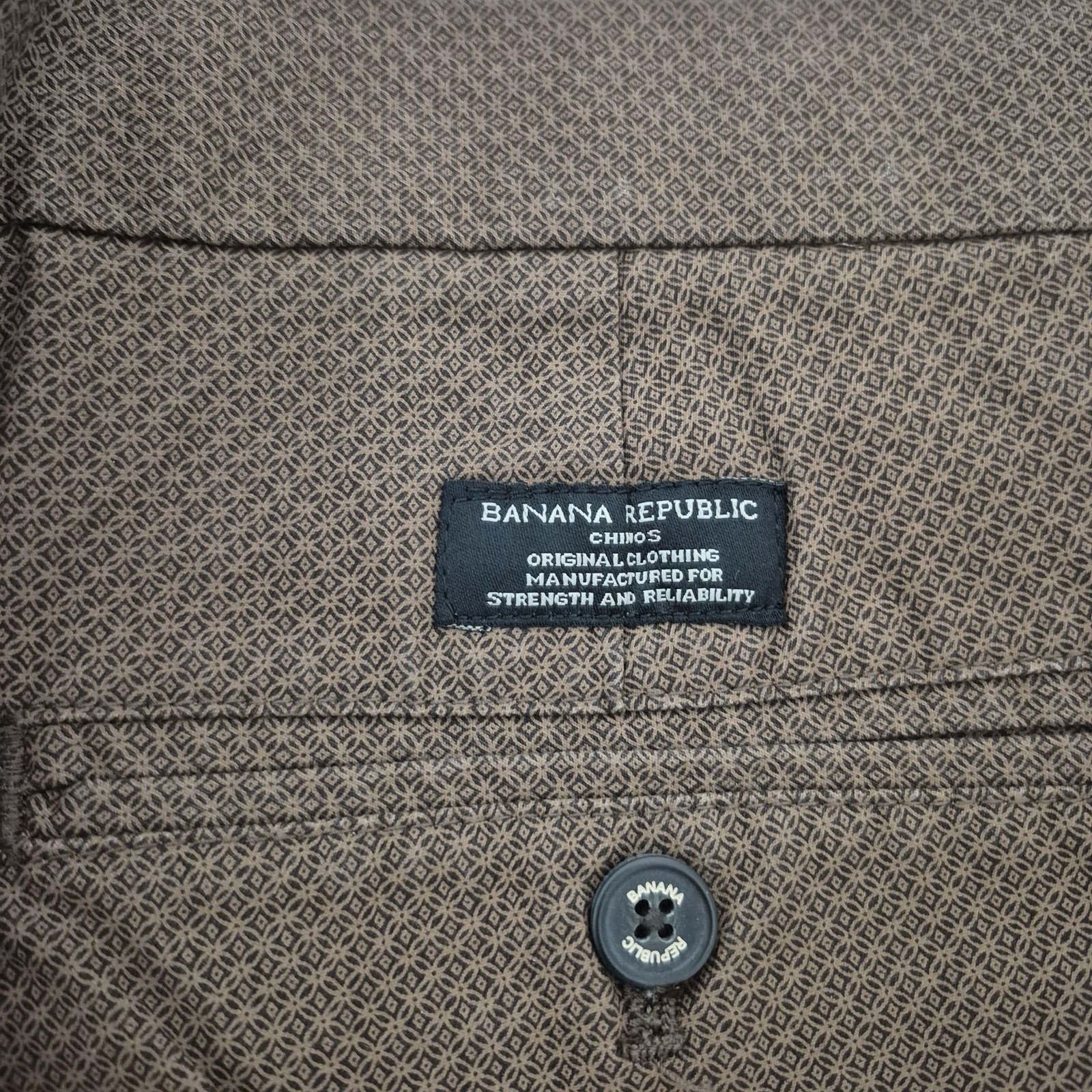 Banana Republic Mason STR Chino Print Pants Mens 35×34 Brown NEW