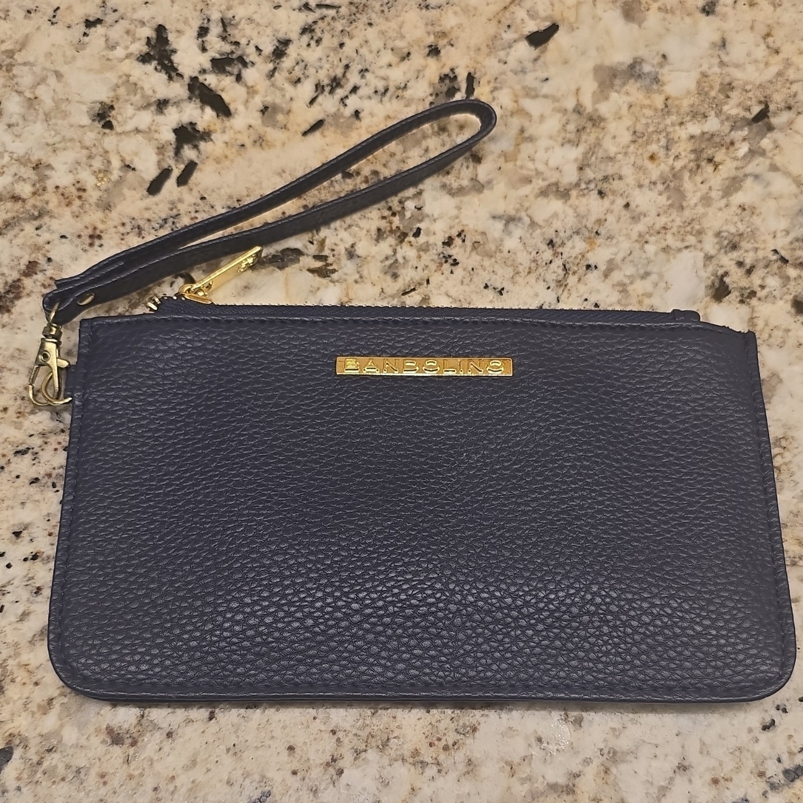 Bandolino Blue Pebbled PVC Wristlet Wallet RFID Protection 7.75”
