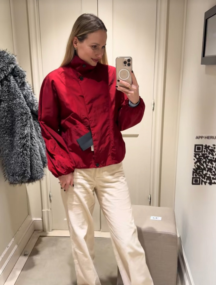MASSIMO DUTTI NEW WOMAN High neck bomber puff jacket RED S,M,L 6788/909
