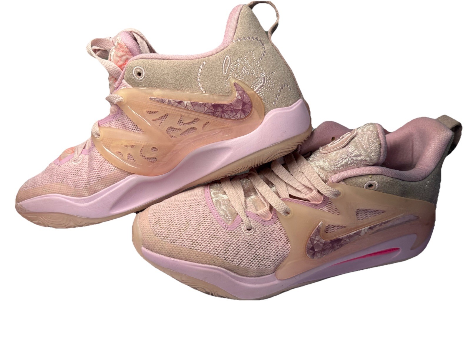Nike Men’s KD 4 Aunt Pearl Athletic Sneakers Pink Low Top Lace-Up Mesh