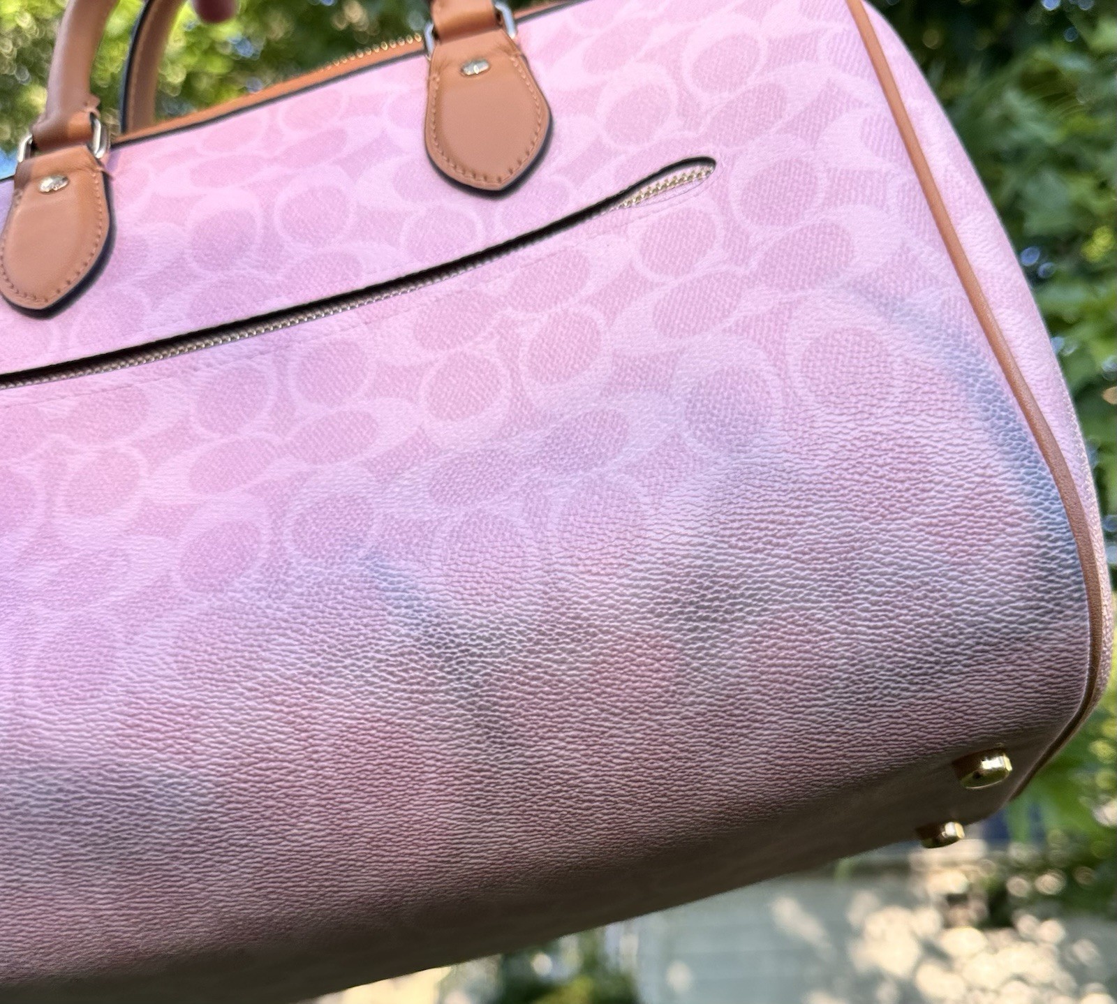 USED* Coach Rowan Large Satchel Bag In Signature in Powder Pink