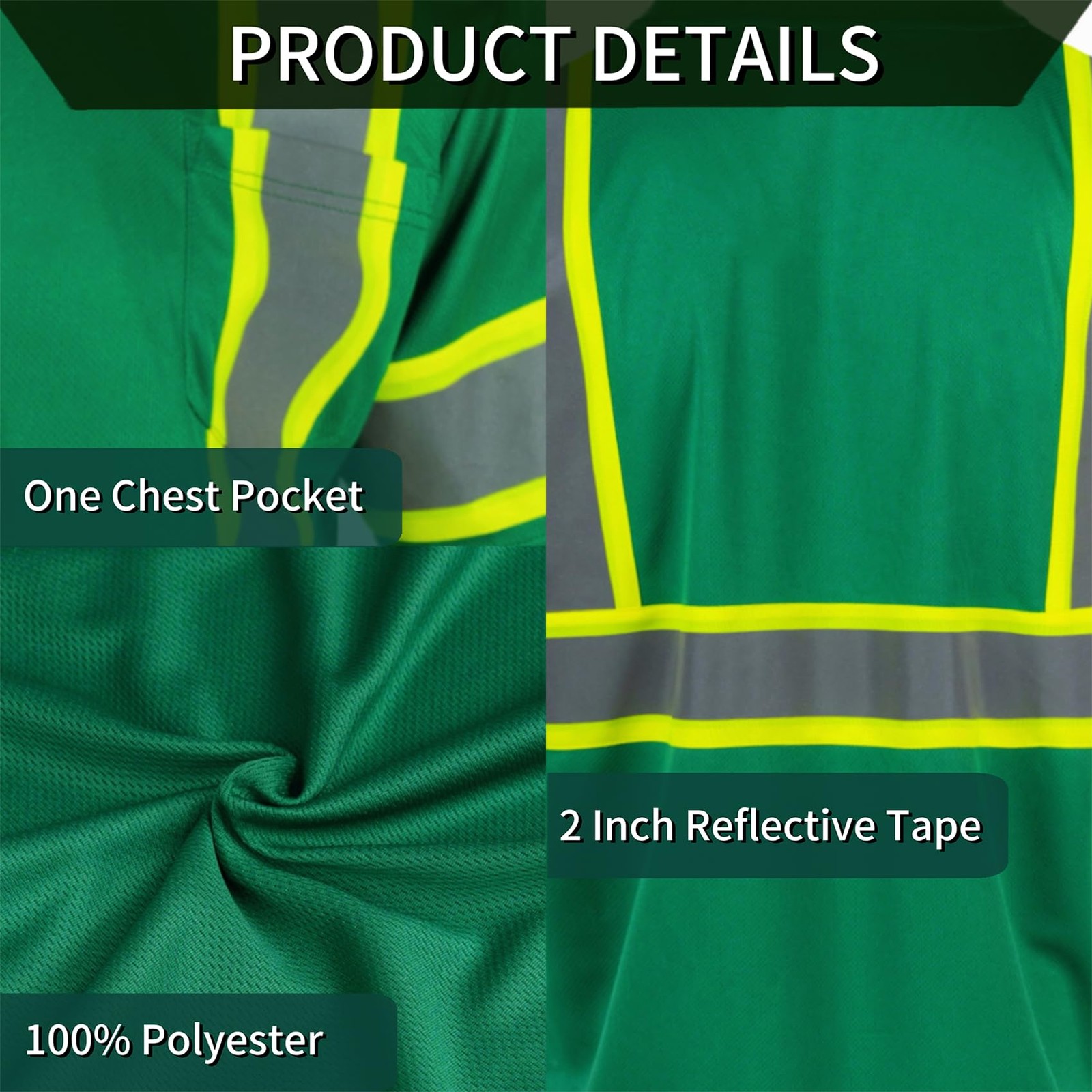 Hi Vis Shirts for Men Reflective ANSI Class 1 Short Sleeve High Visibility Sa…