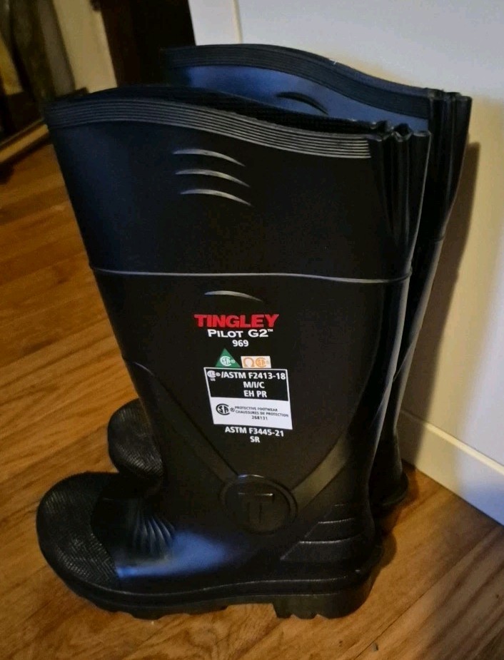 Tingley Pilot G2 Black Rubber Boots ASTM F3445-21, Men’s Size 5, Women’s 7
