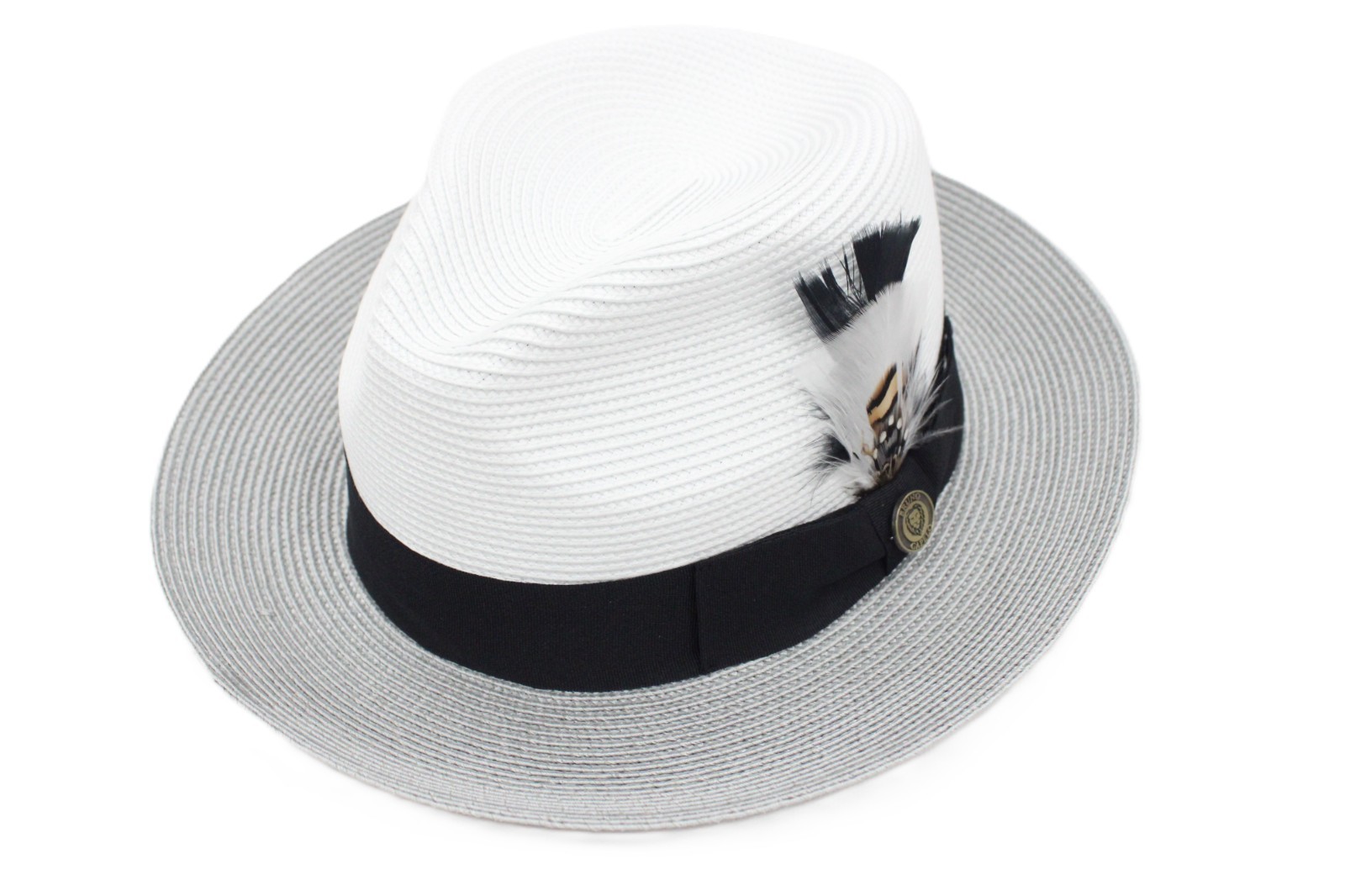 Men’s Bruno Capelo Fedora 100% Poly Braid White Silver Black SB-335