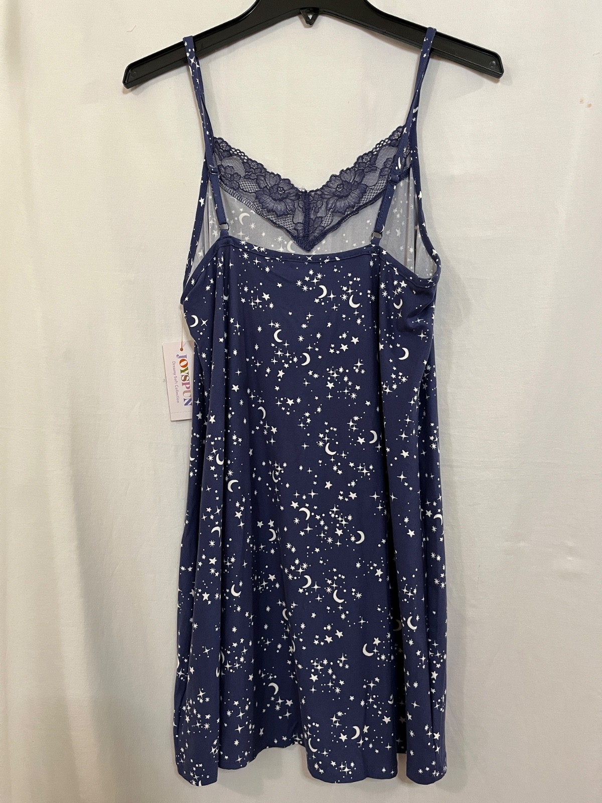 New Joyspun Women’s Moon Stars Celestial Gown Nightshirt knit Chemise with Lace