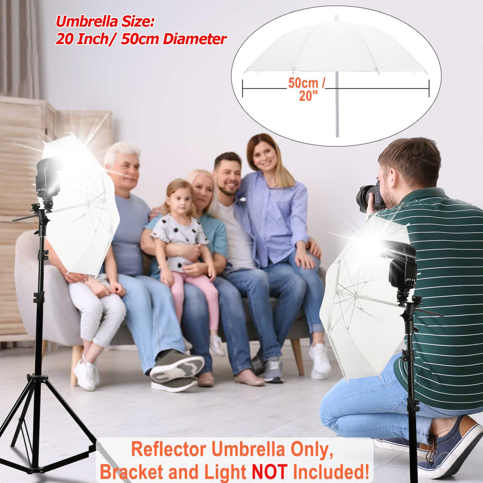 Cosmos 2 Pack Mini Photography Light Reflector Umbrella 20 Inch/ 50cm White