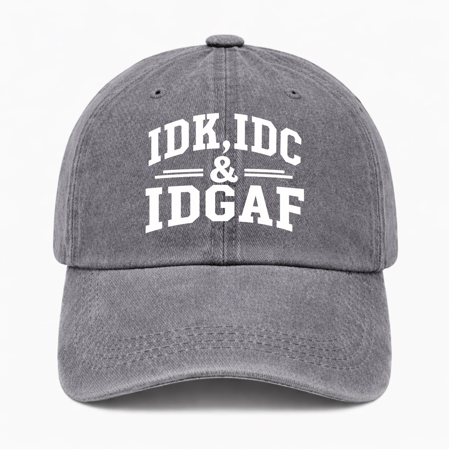 Funny IDK IDC IDGAF Hat Vintage Washed Cotton Baseball Cap Adjustable Unisex