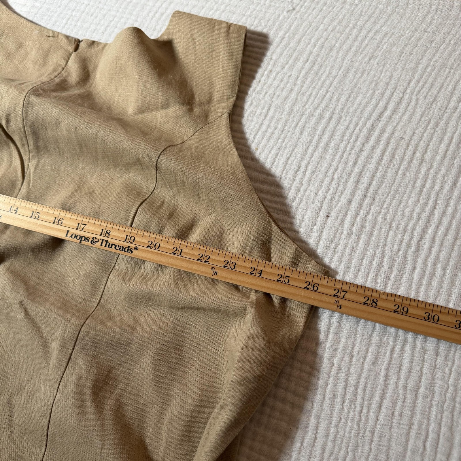 Jessica London 2 Piece Linen Blend Capri Set Womens 26W Beige Tan Belted Cropped