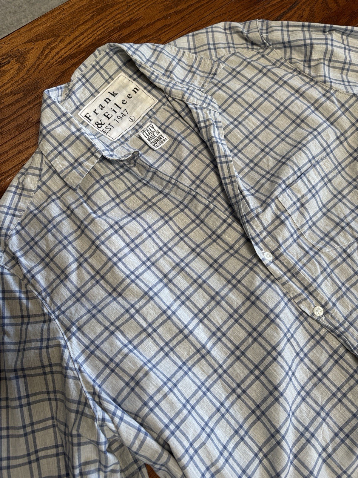 Frank & Eileen Relaxed Button-up Shirt Italian Cotton Women’s Blue Check Size L