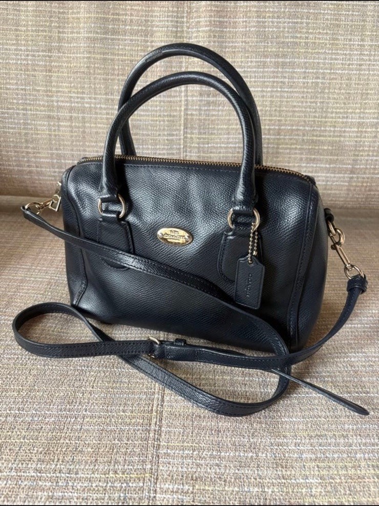 COACH F33329 Mini Bennett Satchel Black Pebbled Leather 2Way Crossbody Bag EUC