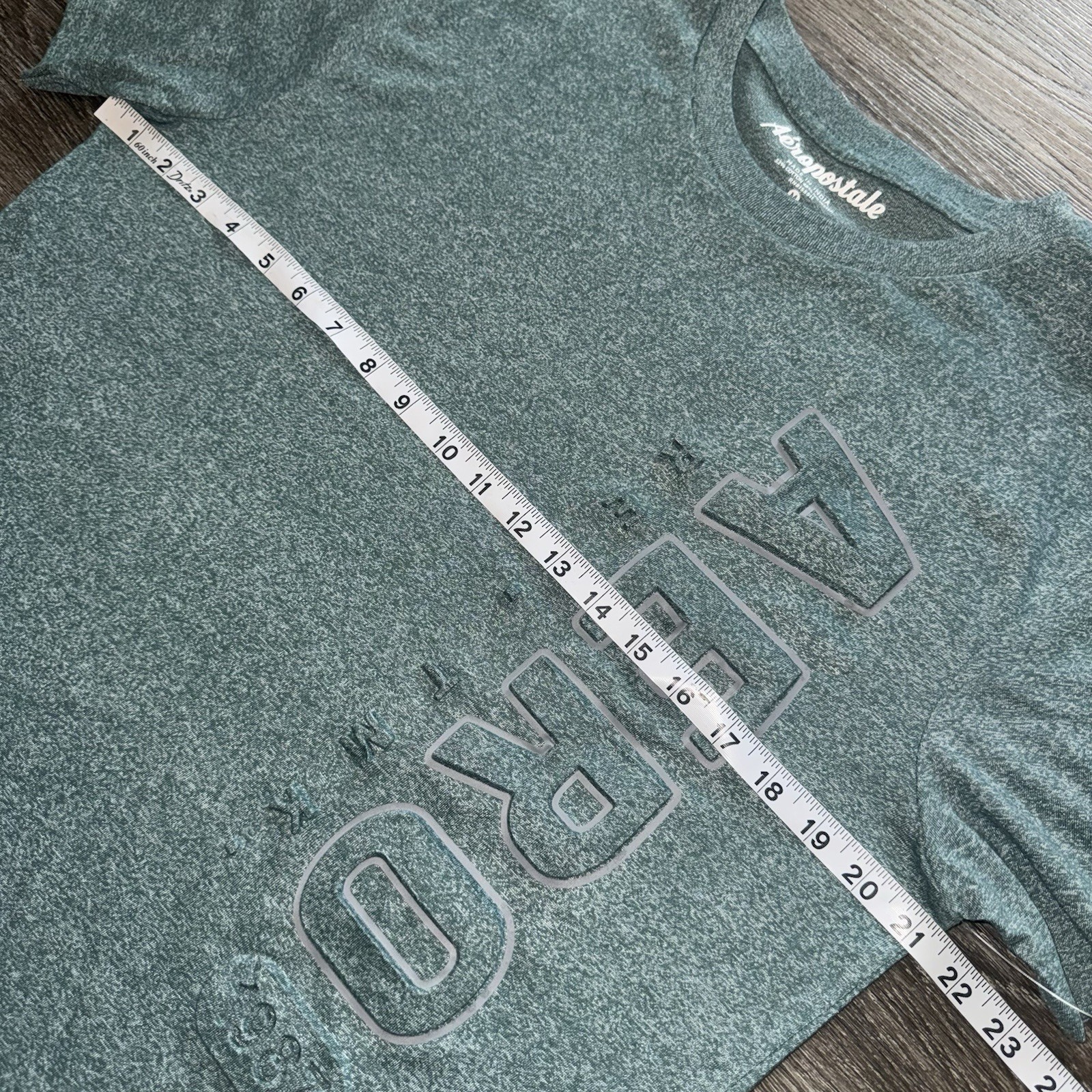 Aeropostale Men’s Medium Raised Logo T-shirt Sagebrush Green Marled