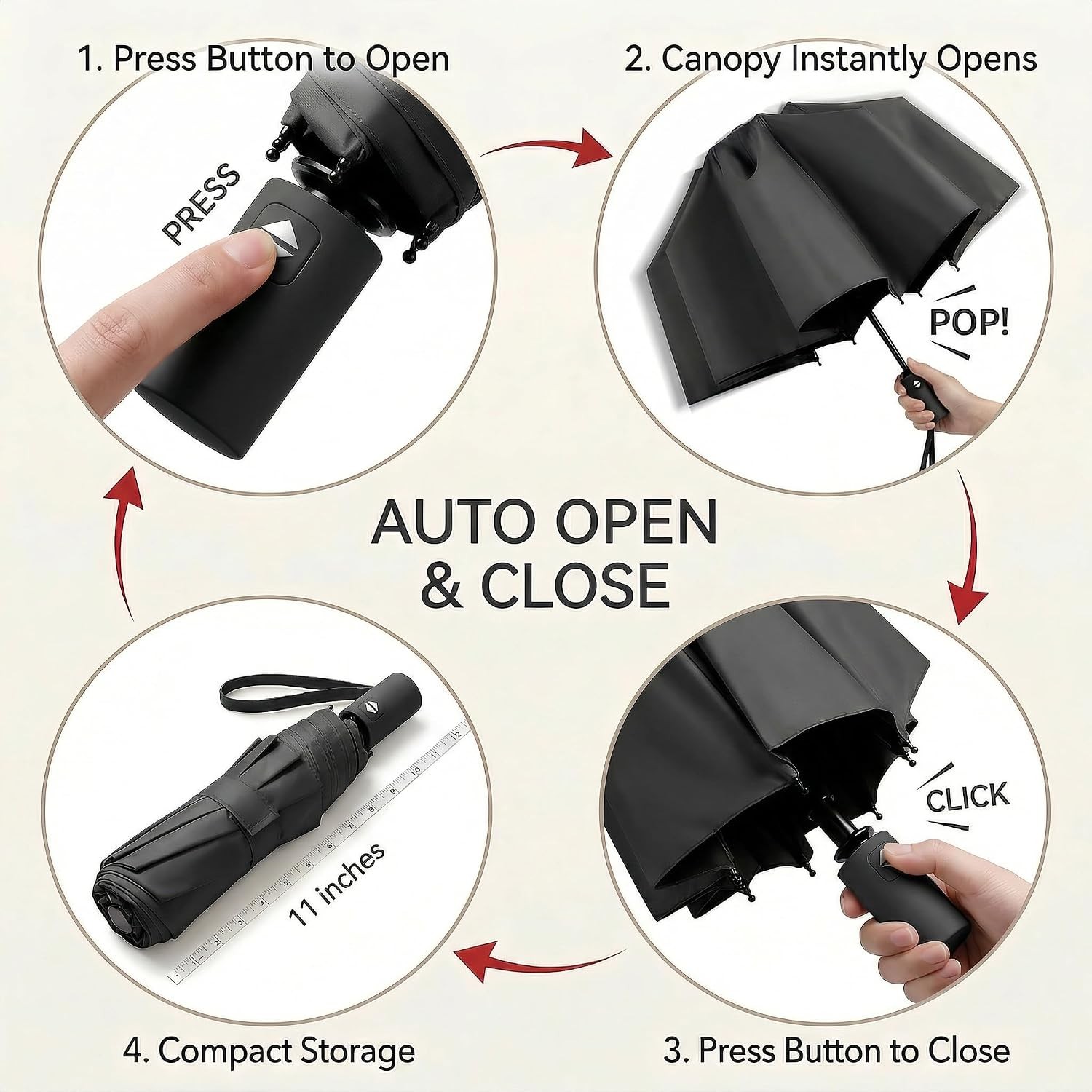 Compact Travel Umbrella UPF 50+ Waterproof Windproof Small Rain and Sun Umbrella