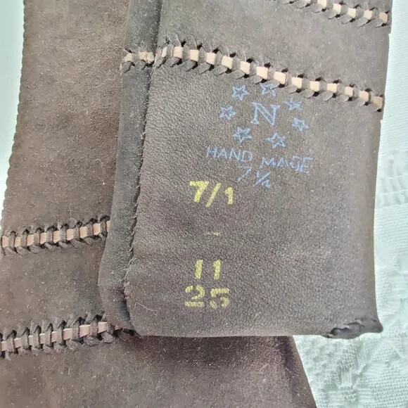 Brown Fine Suede Leather Gloves All Occasions New Condition Vintage Size 7.5