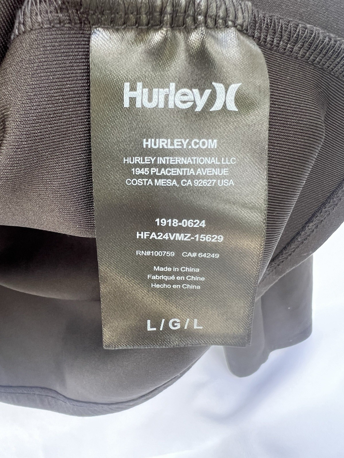 Hurley Men’s Black Full Zip Hooded Fleece Hoodie Pockets Logo Size L