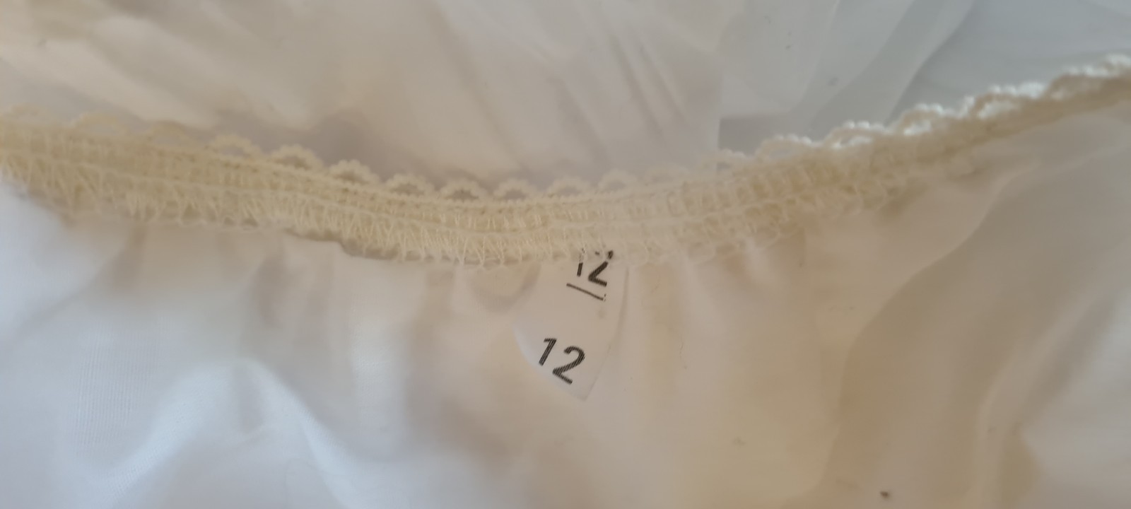 Vintage Cotton & Polyester Blend White Tiered Skirt Size 12