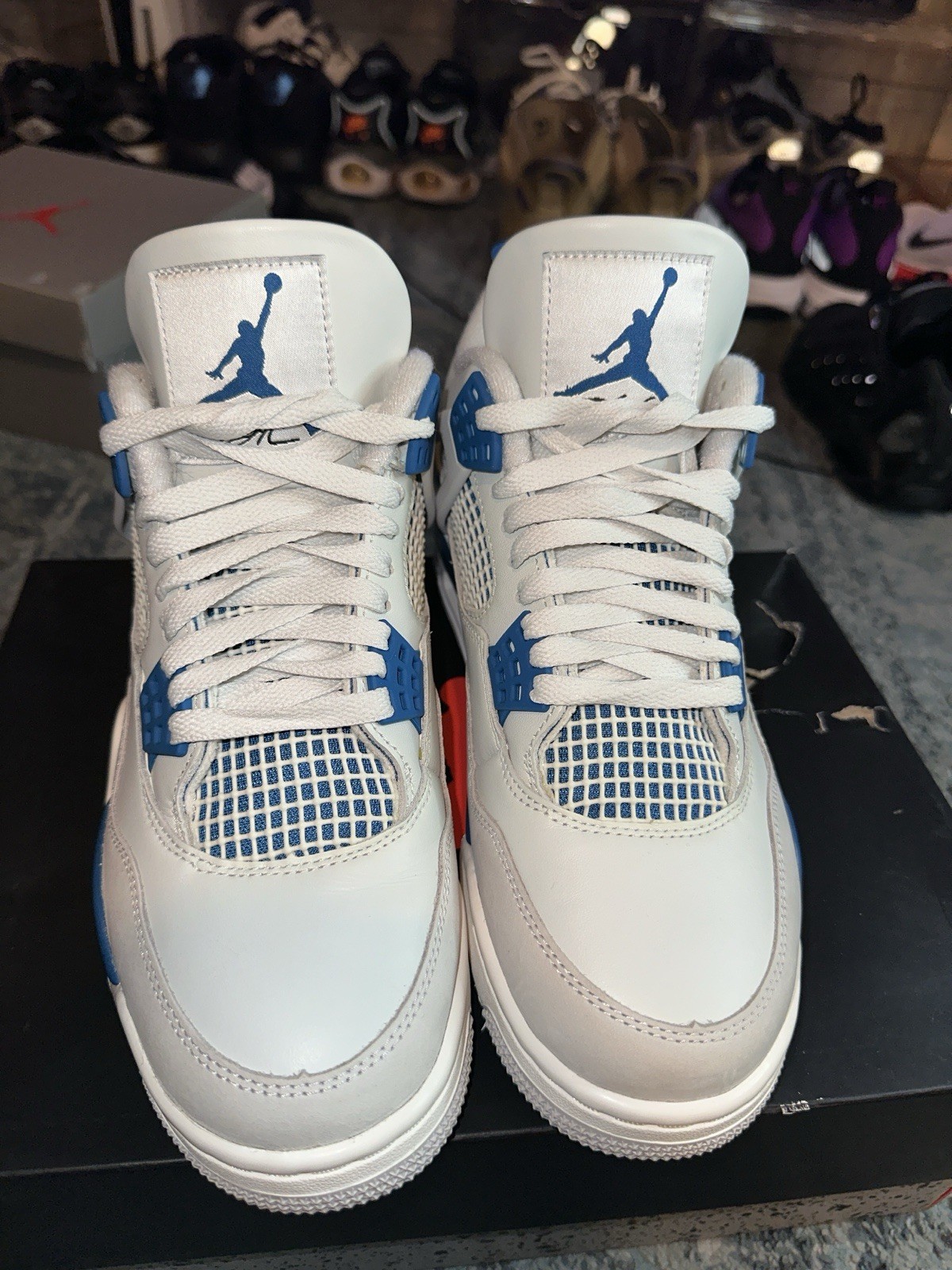 Air Jordan 4 Military Blue Size 8 Top White/Blue/Gray Men’s