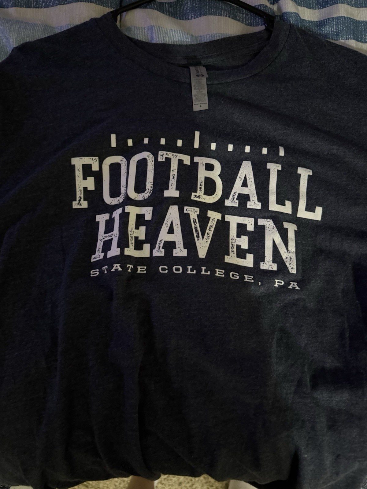 Next Level Apparel Men’s L Gray Short Sleeve Crew Neck Football Heaven Tee