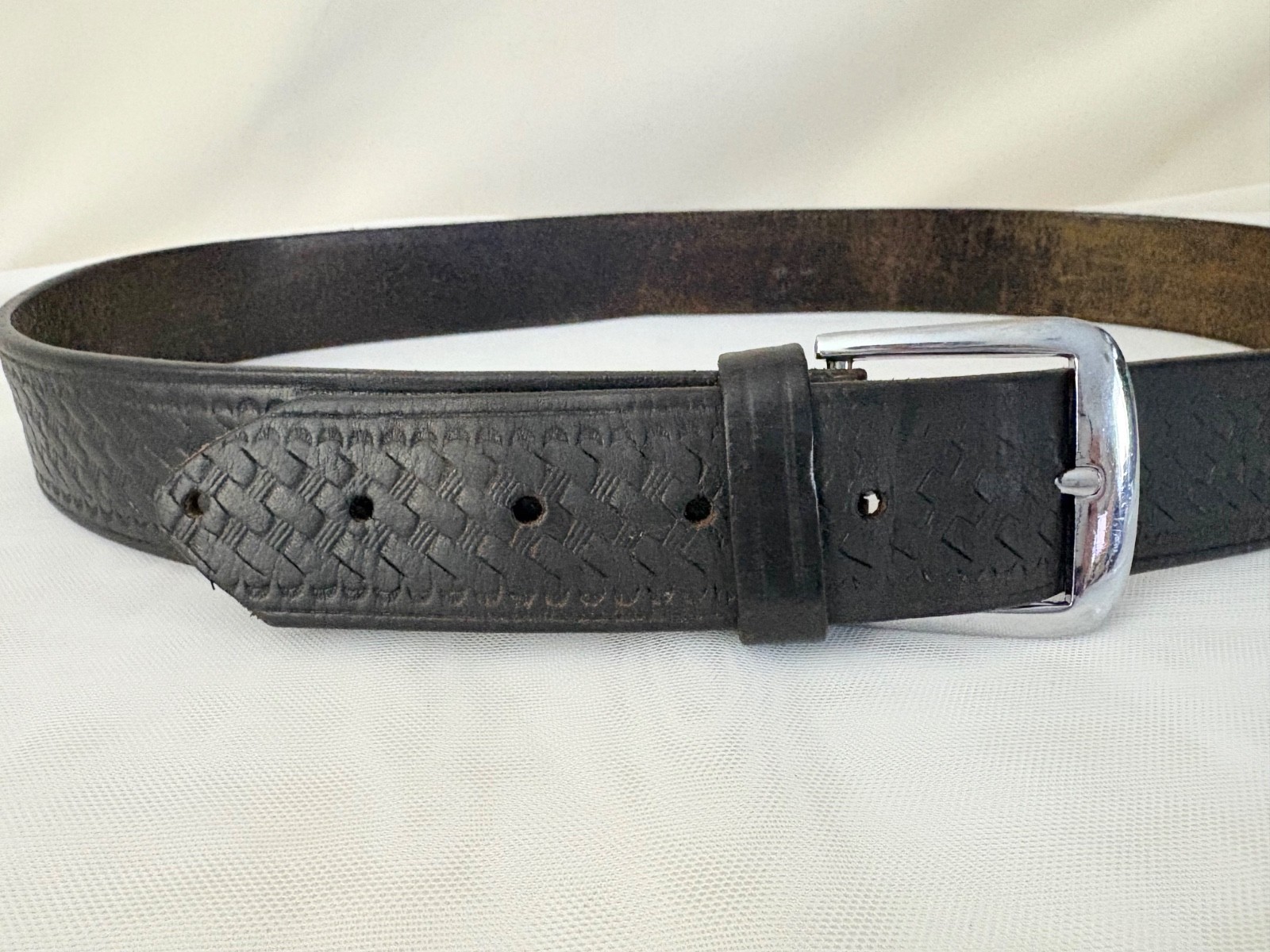 Dutyman Belt Woven Leather Black 1-3/8” Wide Fits to 37″