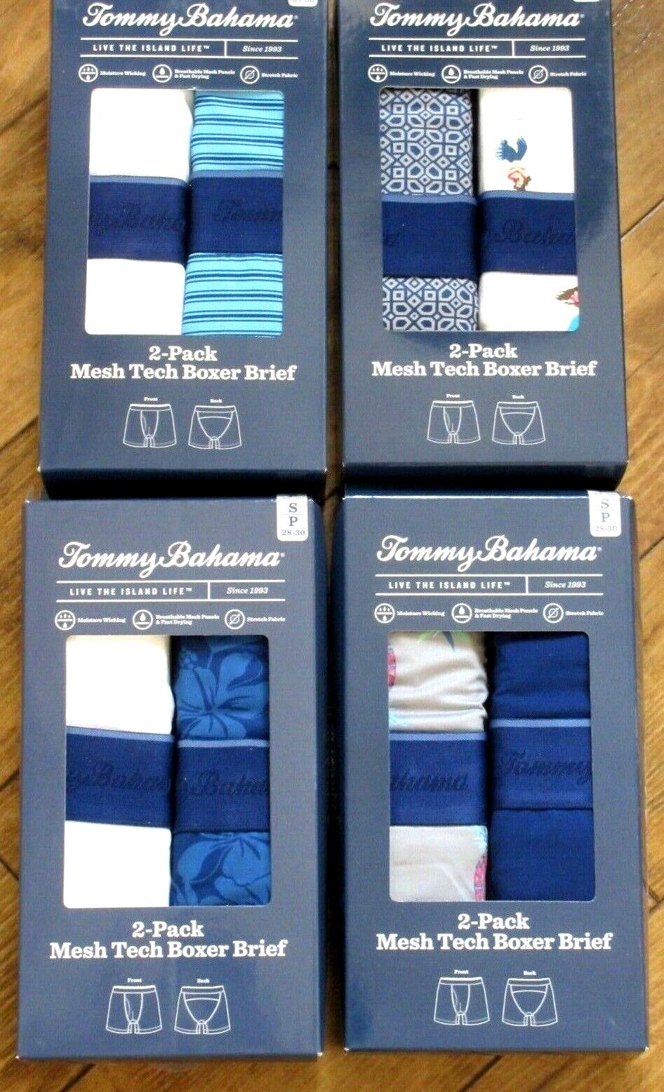 Tommy Bahama Men’s Island Life 2 pack Mesh Tech Boxer Briefs NIB Ships Free