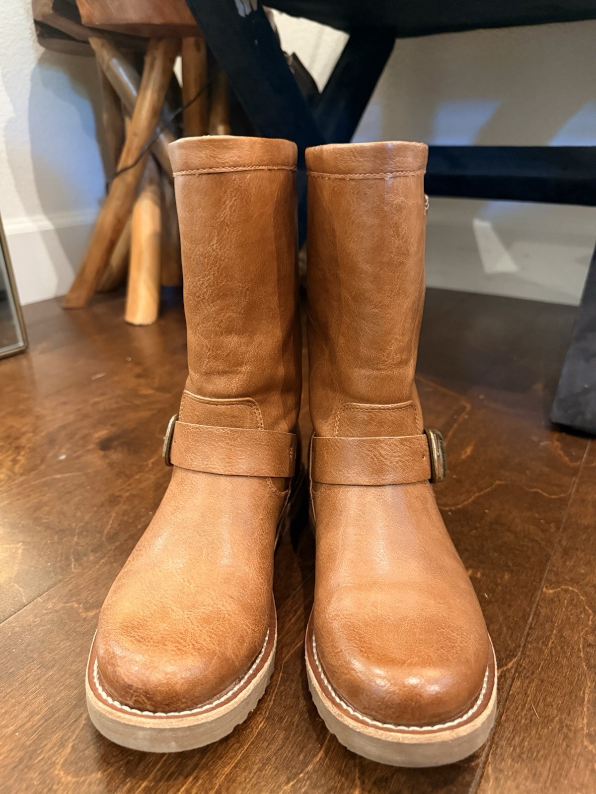 Frye Melissa Women’s Leather Riding Boots, Size 6.5, Brown Cognac, Pull-On
