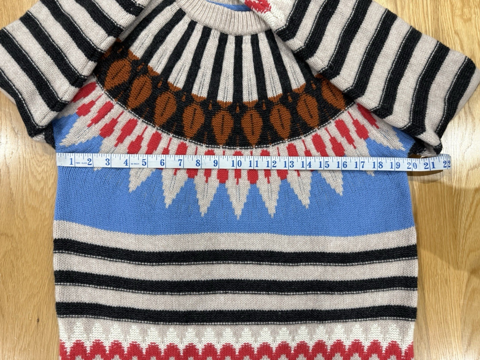 White Stuff Fair Isle Lambswool Jumper UK 14 Blue Nordic Pattern Wool Blend