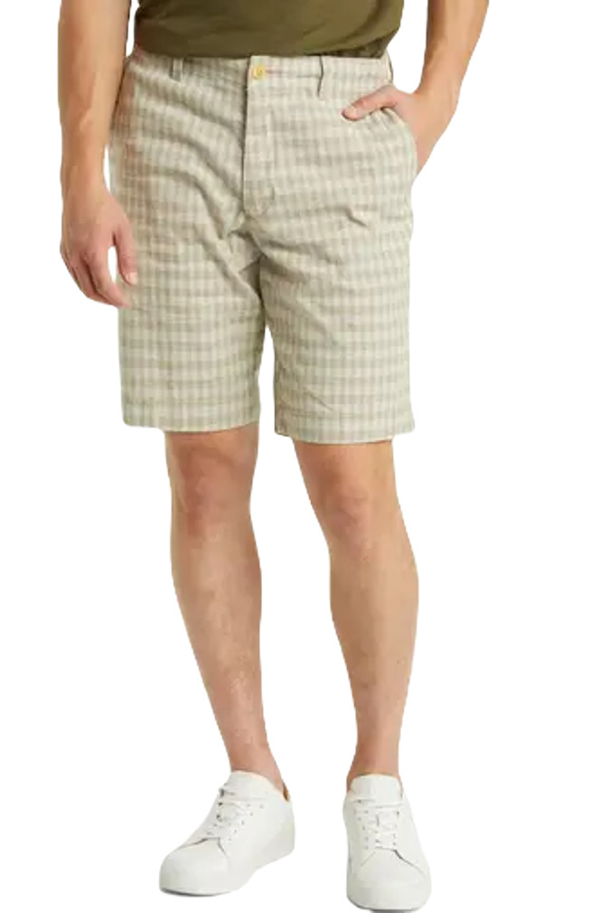 Tommy Bahama Sea Spray Check Linen Blend Stretch Shorts Men’s Medium Twill