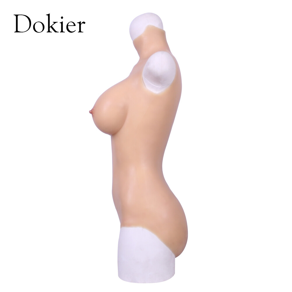 Dokier Silicone Crossdresser Full Bodysuit With Headgear Breast Forms Body Suits