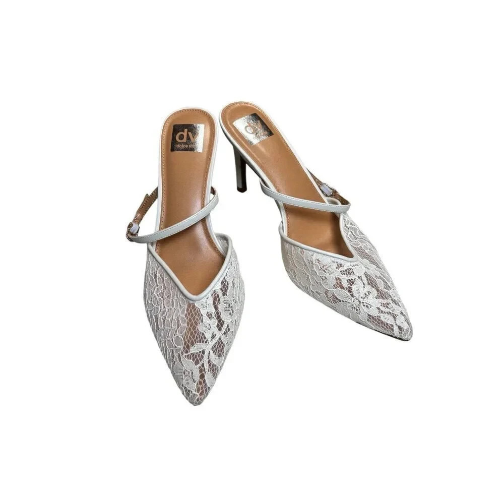 dolce vita white lace poitned toe heels 8.5