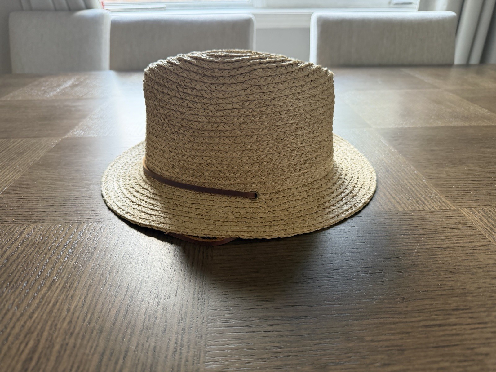 Brixton Straw Fedora Hat Natural Braided Leather Band Panama Womens Mens Size S