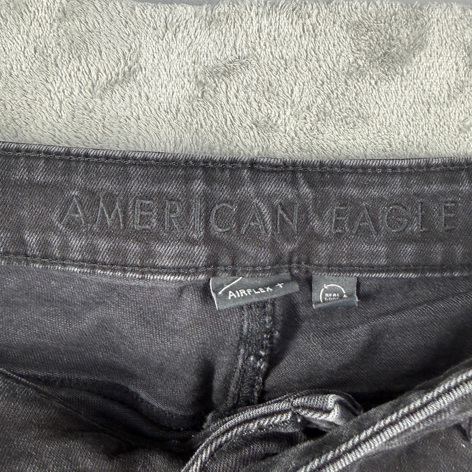 American Eagle Airflex+ Mens Black Jeans 36×30 Real Good Slim Straight Denim