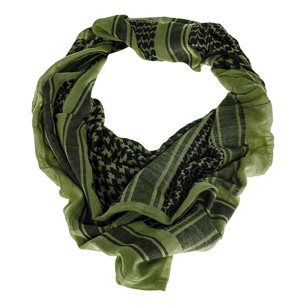 Mil-Tec OD Olive Black Shemagh Desert Scarf 100% Cotton 43x43in Tactical