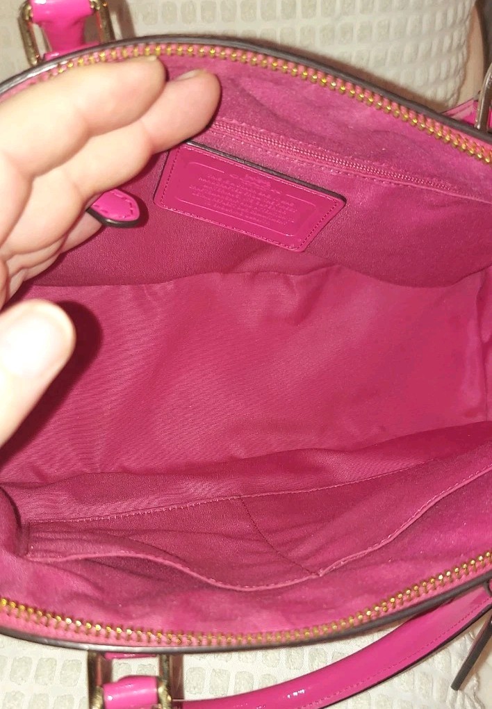 Coach Large Sierra Satchel Embossed Patent Leather in Hot Pink