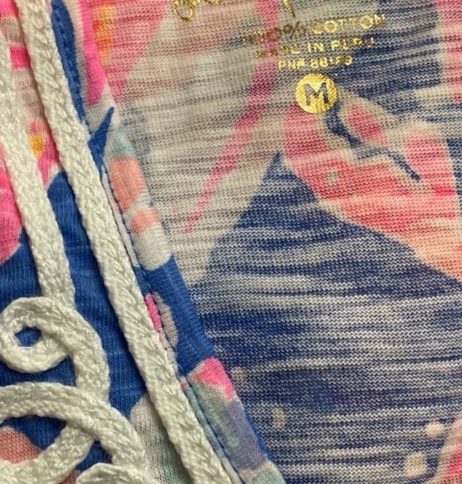 Lilly Pulitzer Kaia Knit Tunic Shirt BAY DREAMIN Pink Blue Pima Cotton M